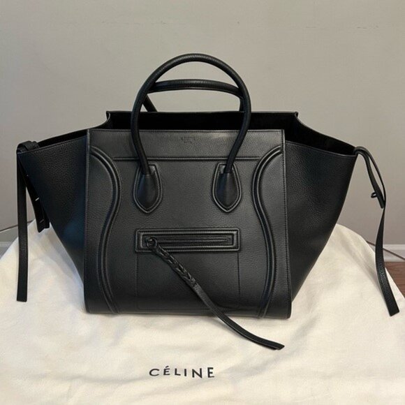 Celine Black Baby Grained Calfskin Medium Phantom Luggage Tote Bag - Pristine Co - Picture 1 of 16